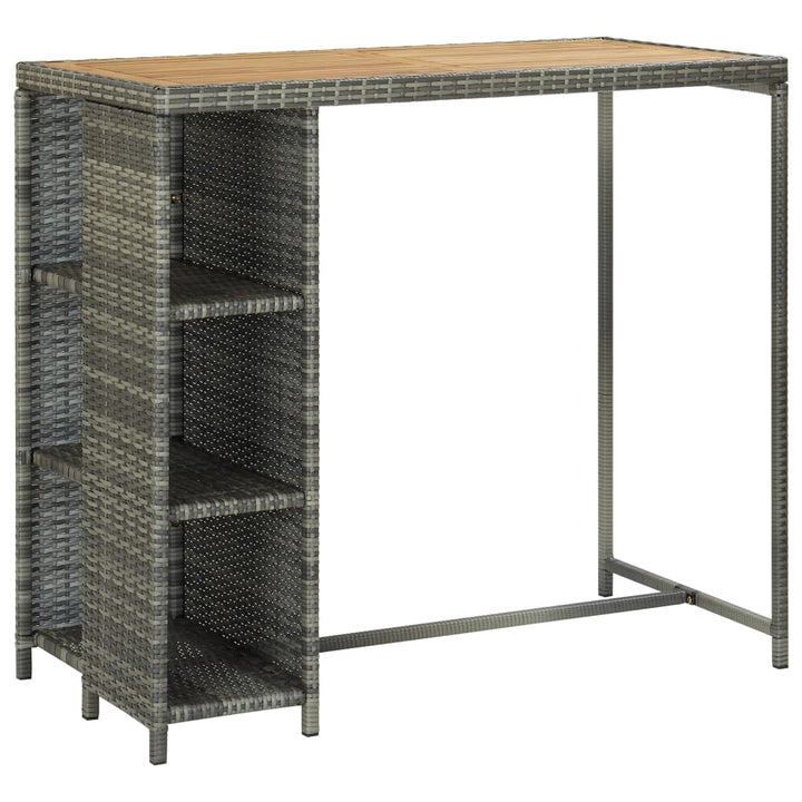 havebarsæt 5 dele med hynder polyrattan grå