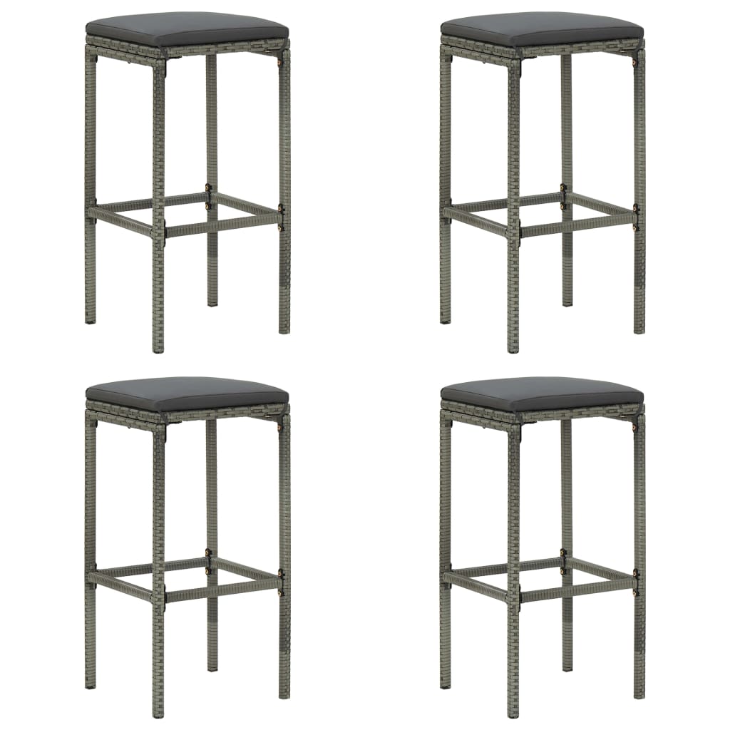 havebarsæt 5 dele med hynder polyrattan grå