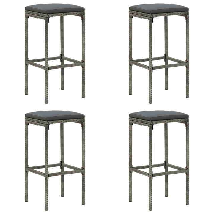 havebarsæt 5 dele med hynder polyrattan grå