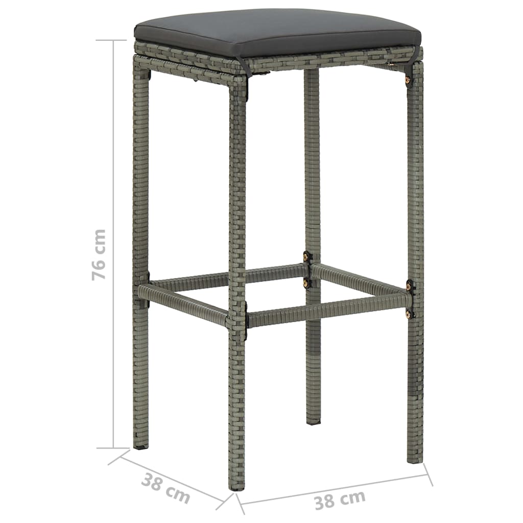havebarsæt 5 dele med hynder polyrattan grå