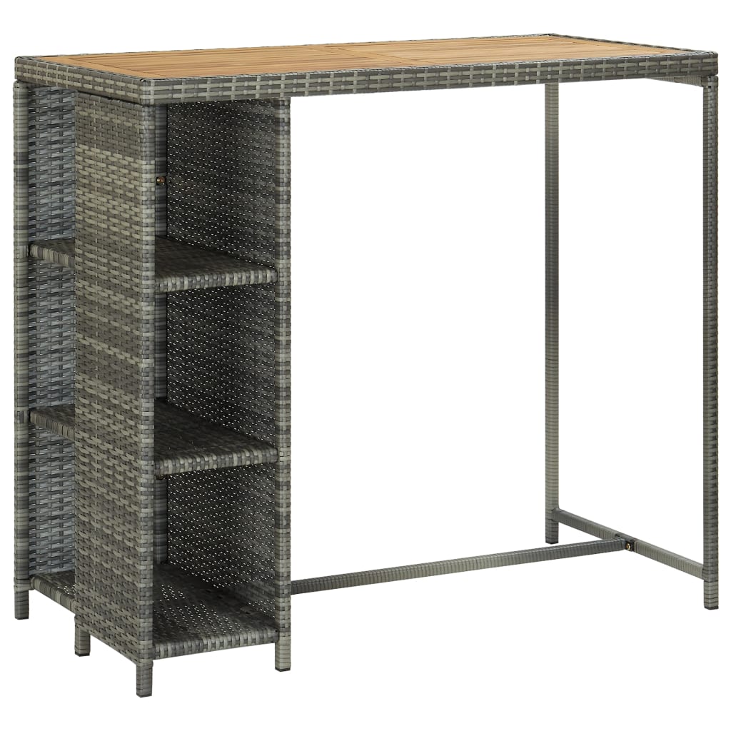 havebarsæt 5 dele med hynder polyrattan grå