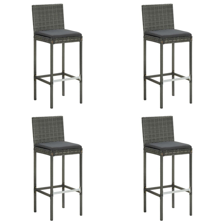 havebarsæt 5 dele med hynder polyrattan grå