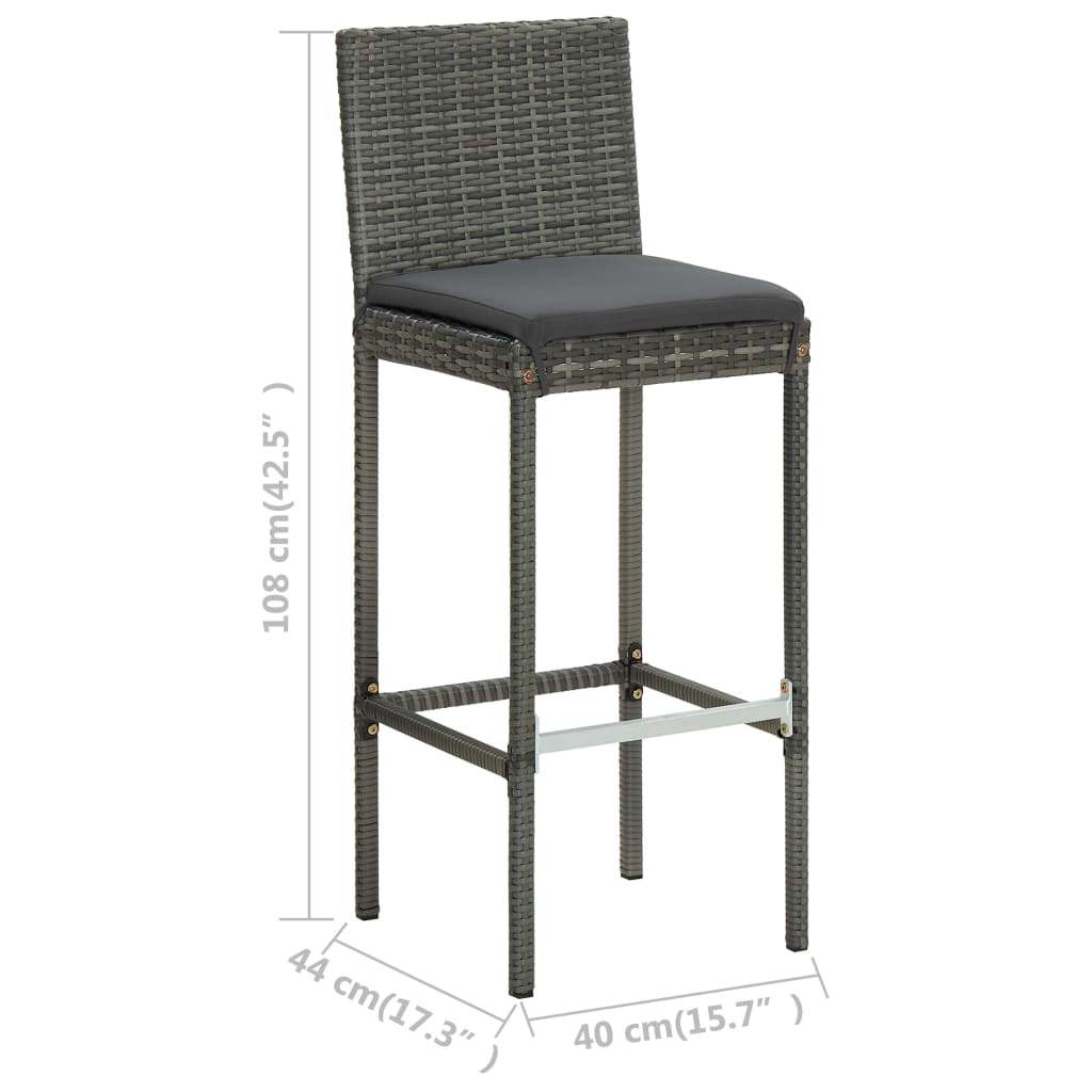 havebarsæt 5 dele med hynder polyrattan grå