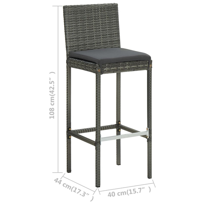 havebarsæt 5 dele med hynder polyrattan grå