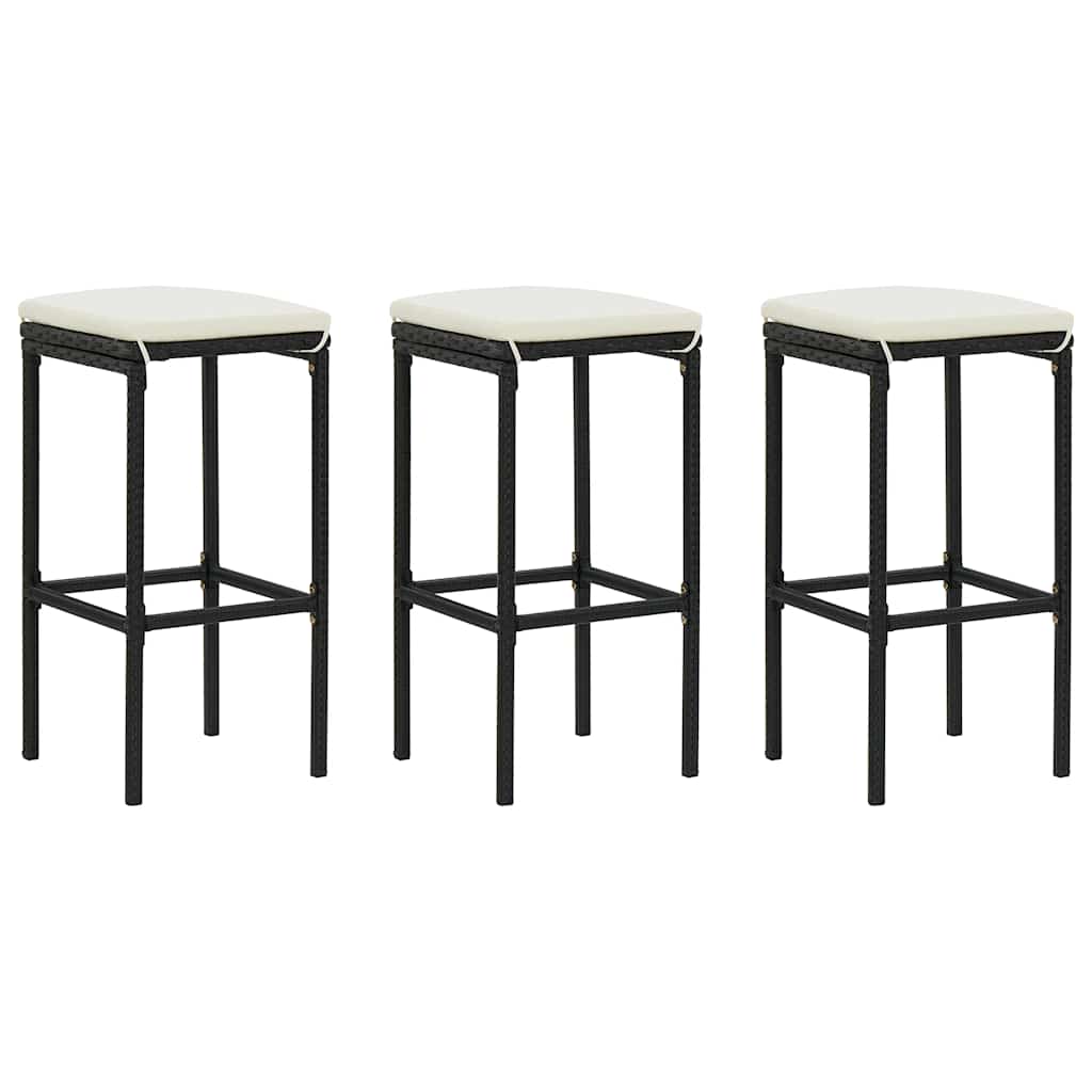 havebarsæt 4 dele med hynder polyrattan sort