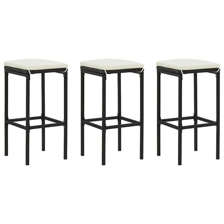 havebarsæt 4 dele med hynder polyrattan sort