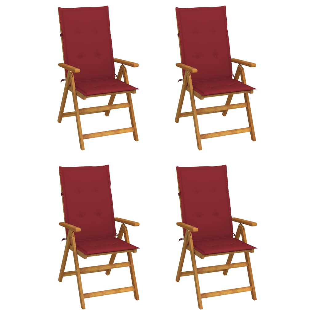 lænestole til haven 4 stk. med hynder massivt akacietræ