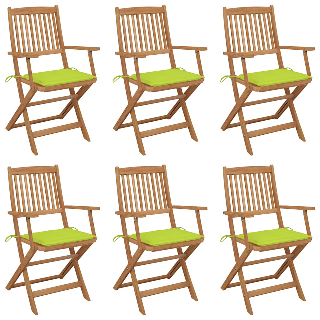 foldbare havestole 6 stk. med hynder massivt akacietræ