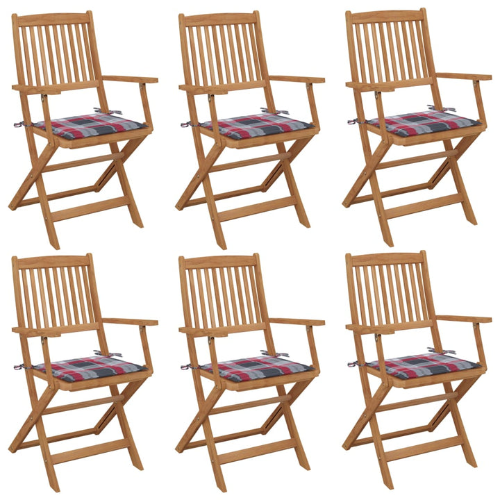 foldbare havestole 6 stk. med hynder massivt akacietræ