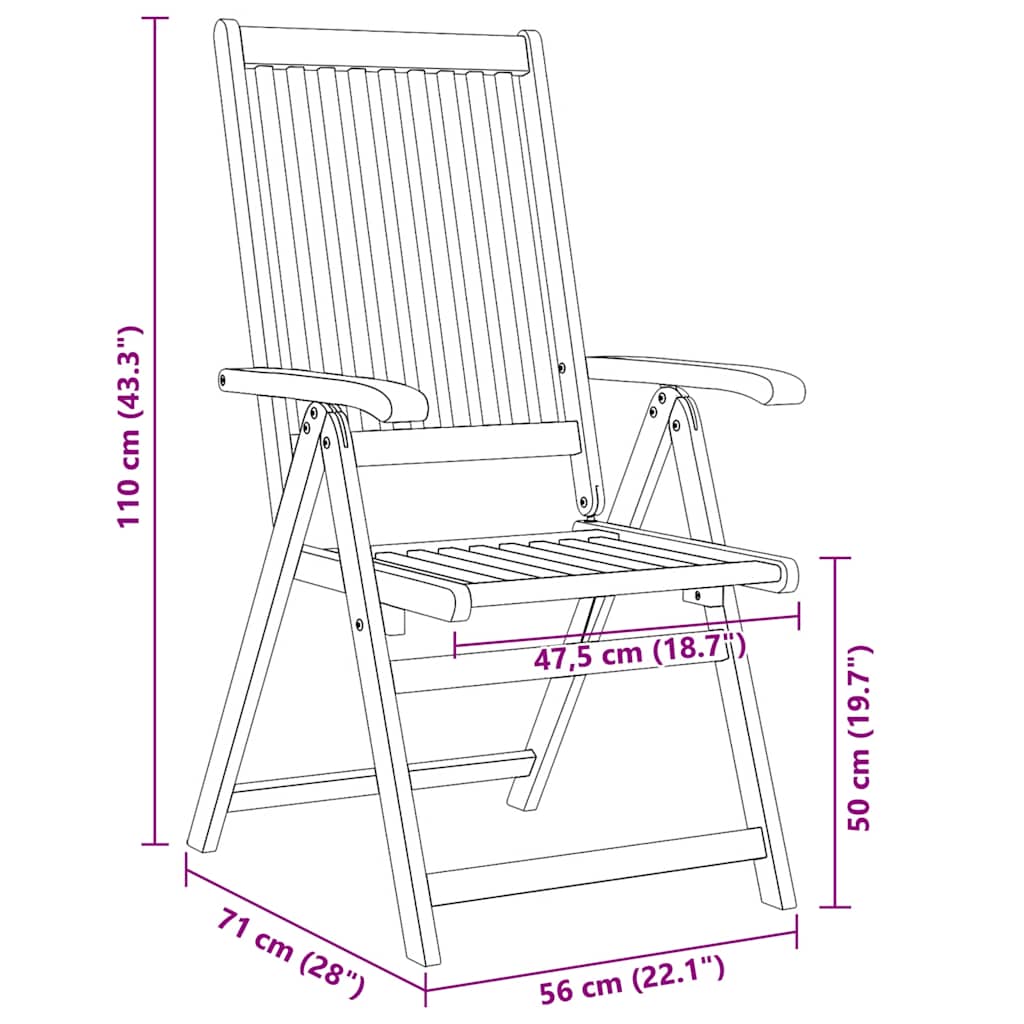 foldbare havestole 4 stk. massivt akacietræ