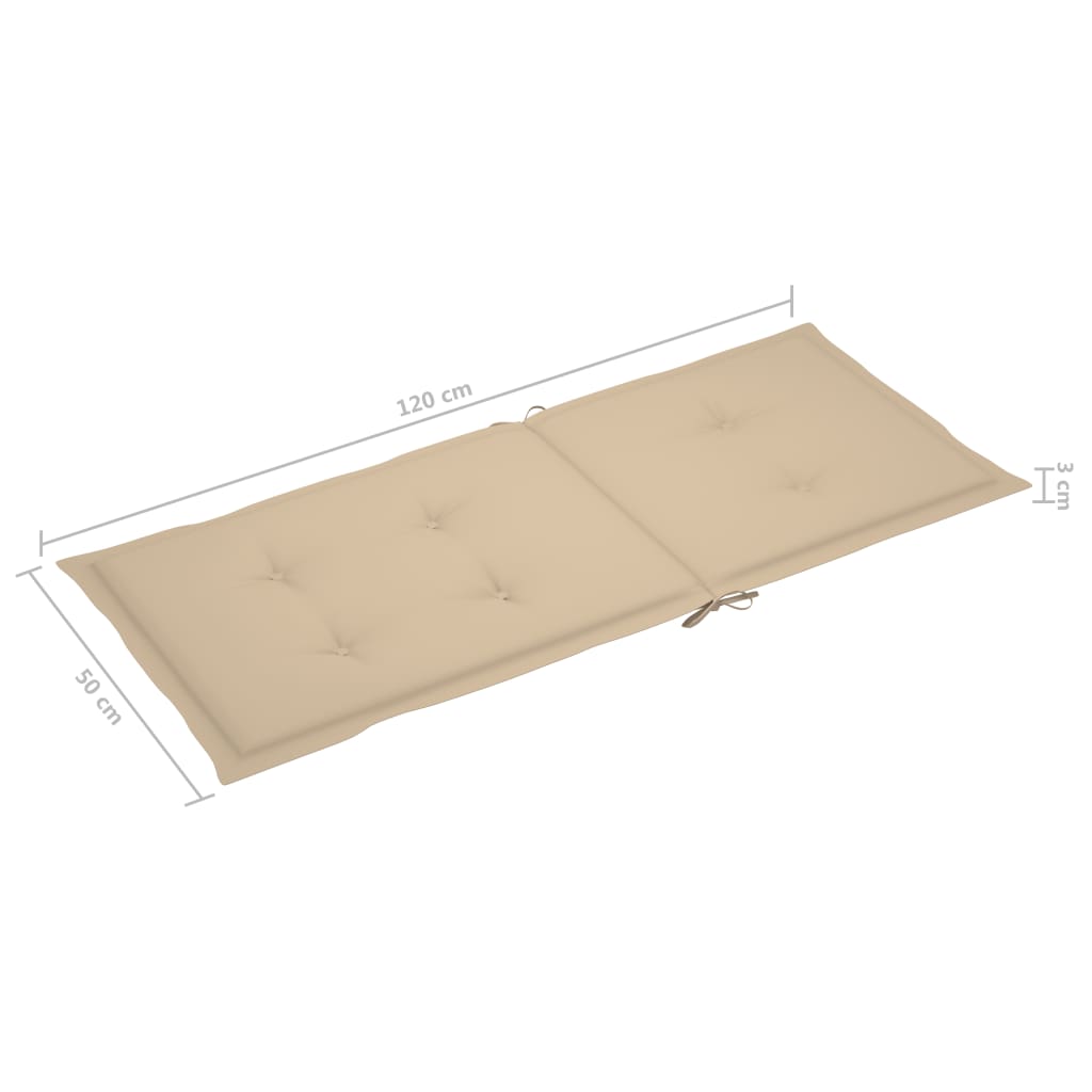 havestole 4 stk. med beige hynder massivt teaktræ