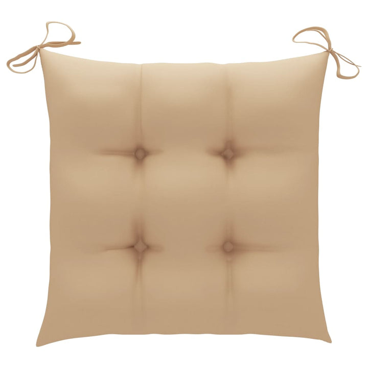 havestole med beige hynder 4 stk. massivt teaktræ
