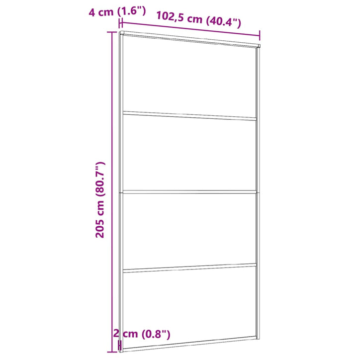 skydedør 102,5x205 cm aluminium og sikkerhedsglas sort