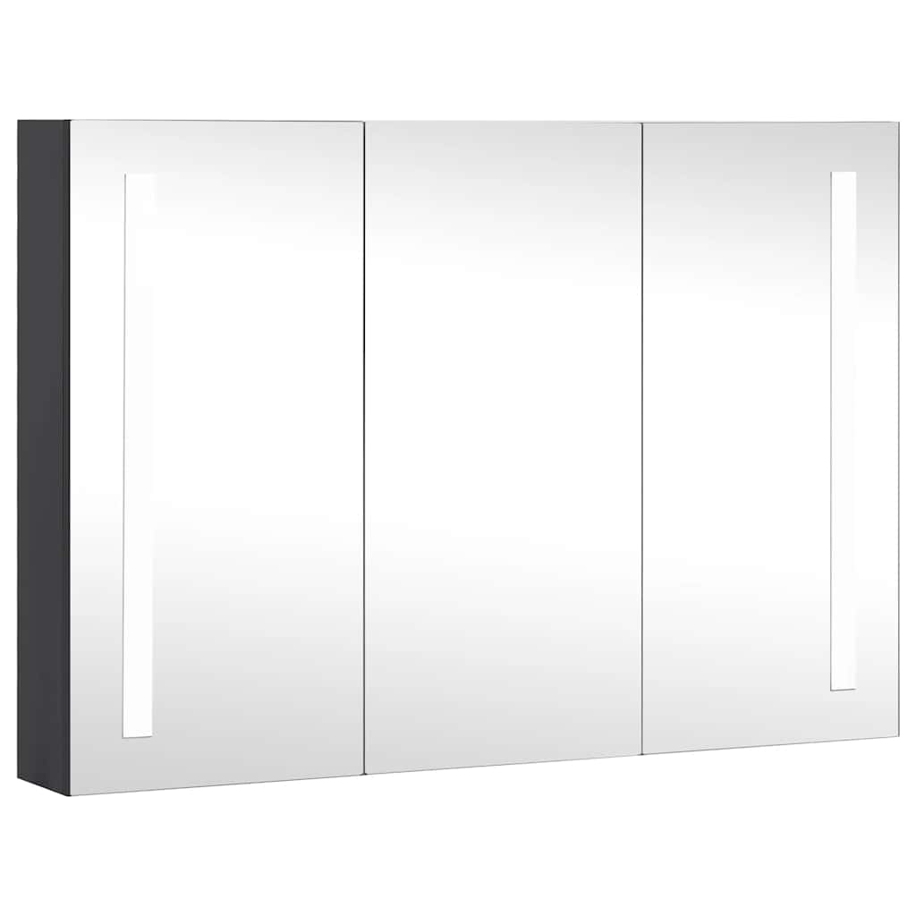 badeværelsesskab med spejl + LED-lys 89x14x62 cm