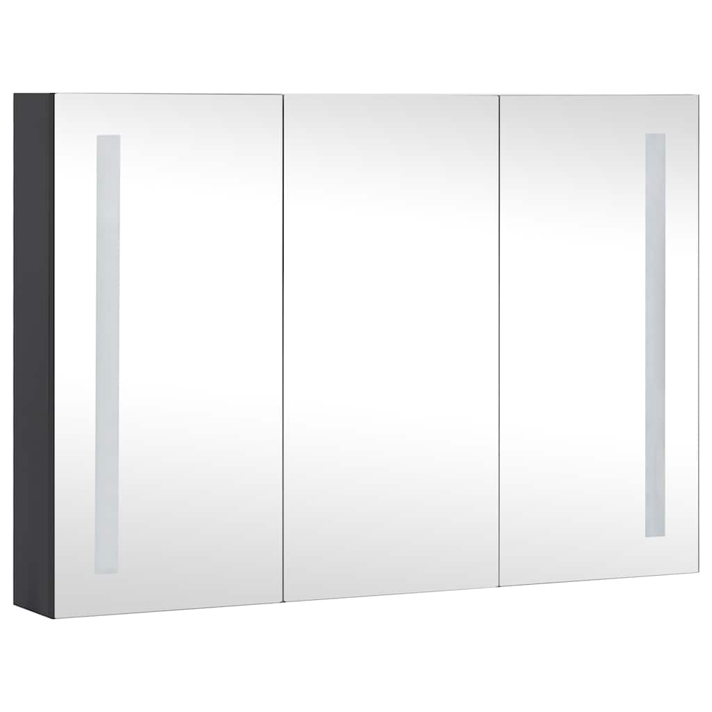 badeværelsesskab med spejl + LED-lys 89x14x62 cm