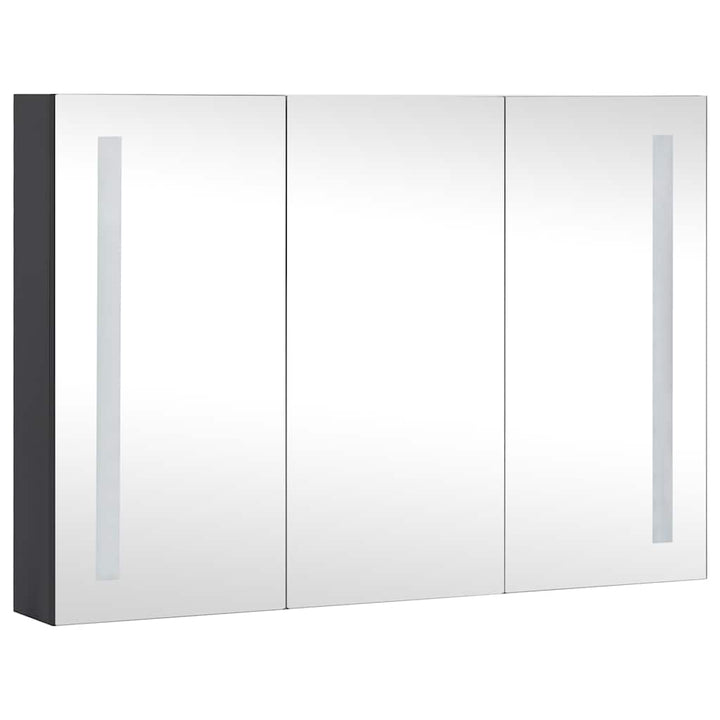 badeværelsesskab med spejl + LED-lys 89x14x62 cm