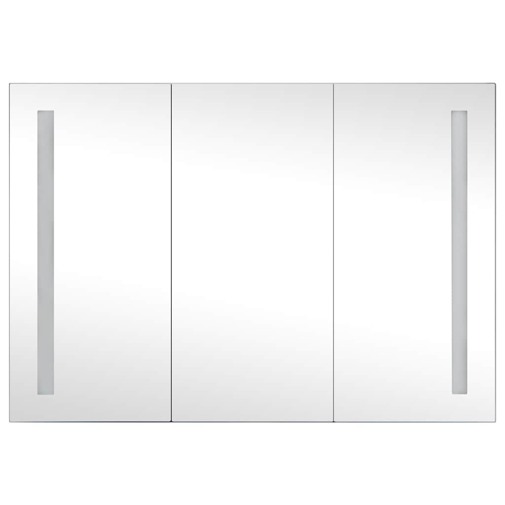 badeværelsesskab med spejl + LED-lys 89x14x62 cm