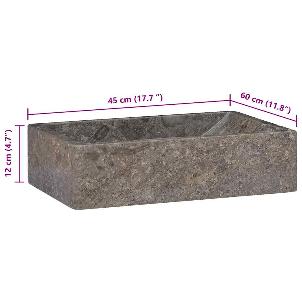 håndvask 45x30x12 cm marmor grå højglans