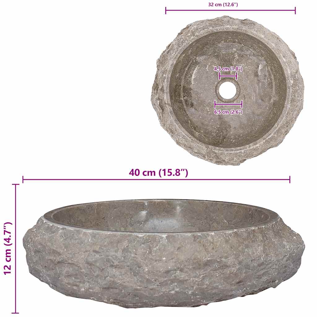 håndvask Ø40x12 cm marmor grå