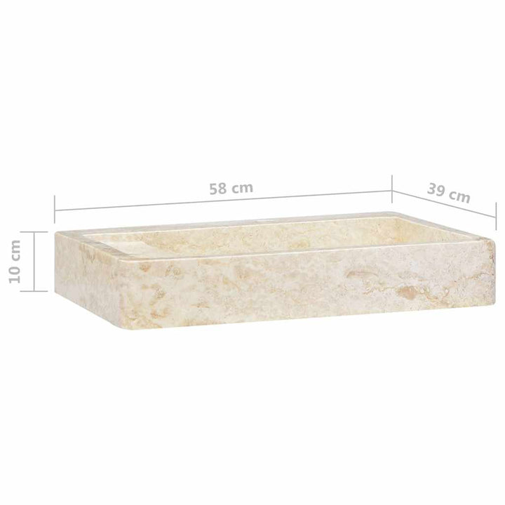 håndvask 58x39x10 cm marmor cremefarvet