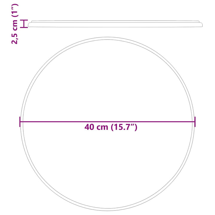 bordplade Ø40x2,5 cm marmor sort
