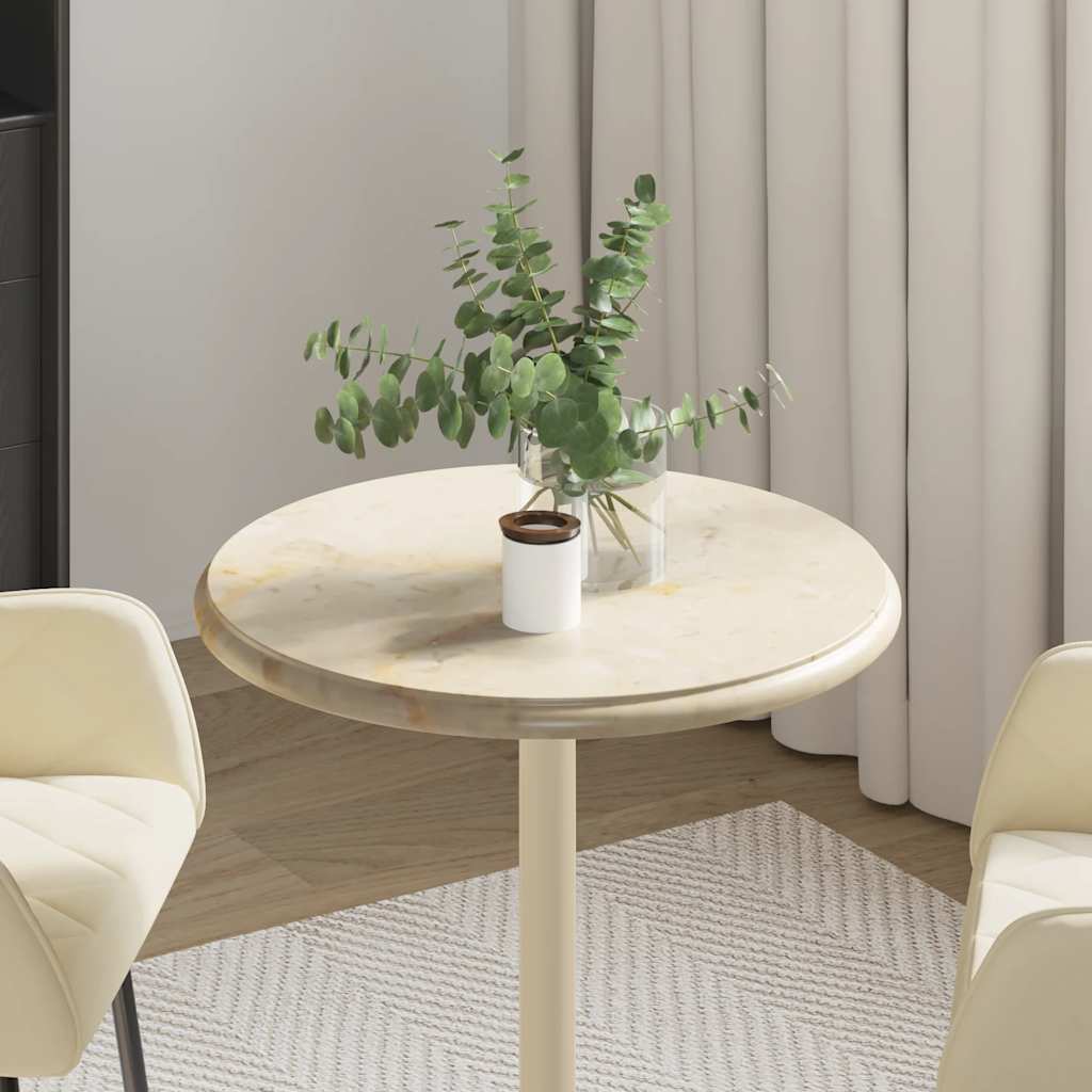bordplade Ø50x2,5 cm marmor cremefarvet