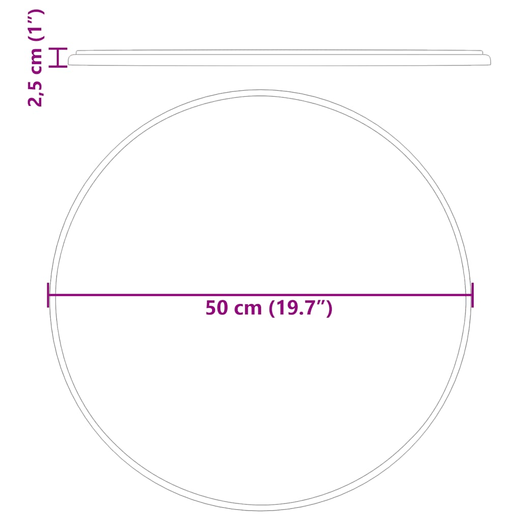 bordplade Ø50x2,5 cm marmor sort