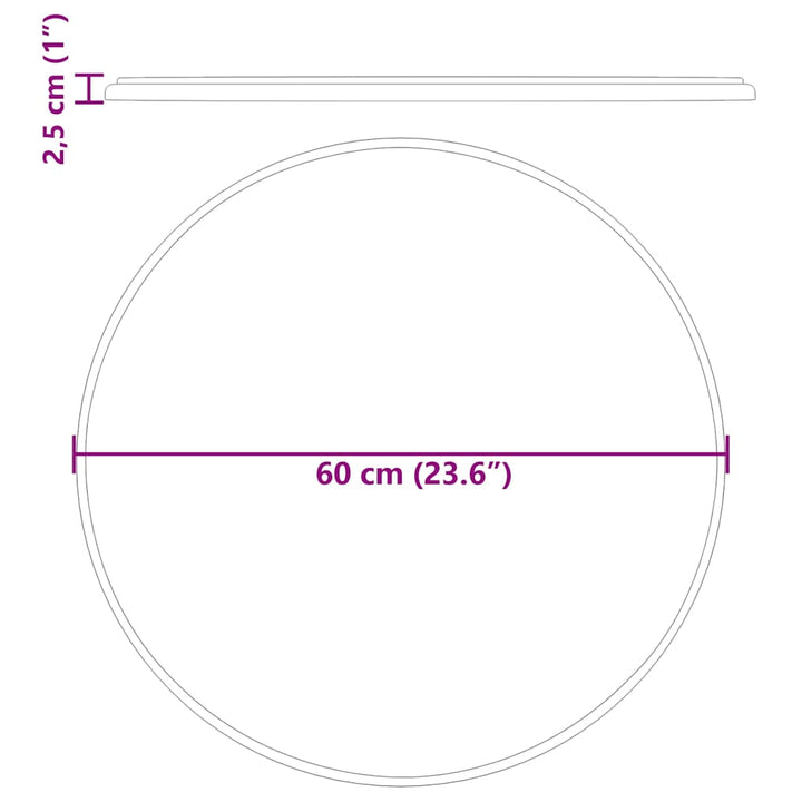 bordplade Ø60x2,5 cm marmor sort