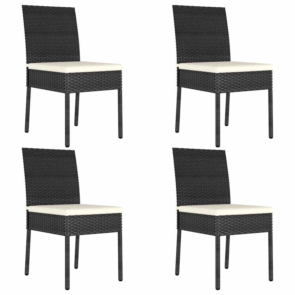spisebordssæt til haven 5 dele polyrattan sort