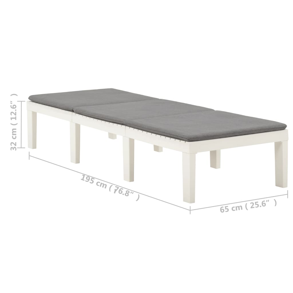 liggestol med hynde plastik hvid