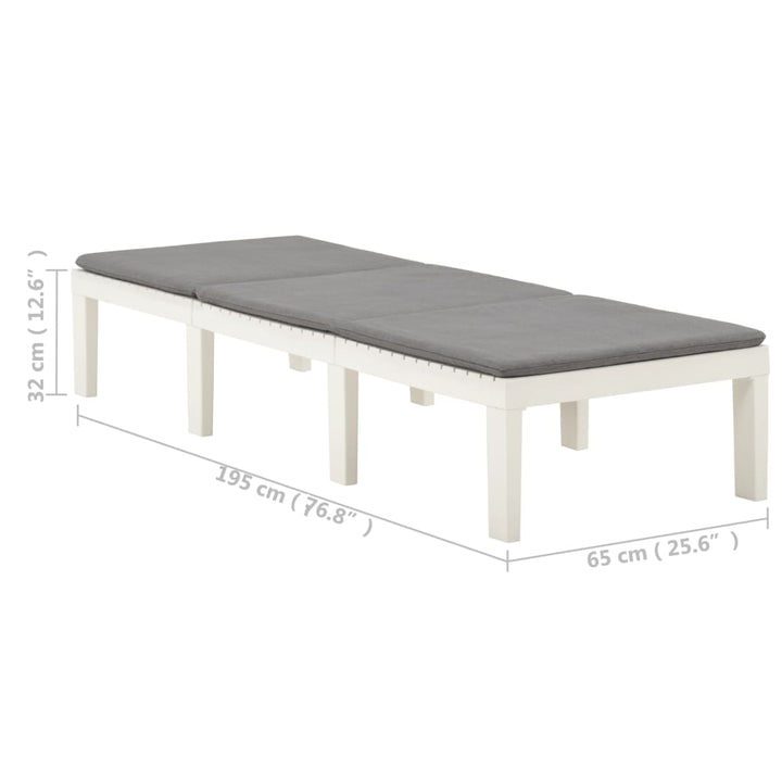 liggestol med hynde plastik hvid