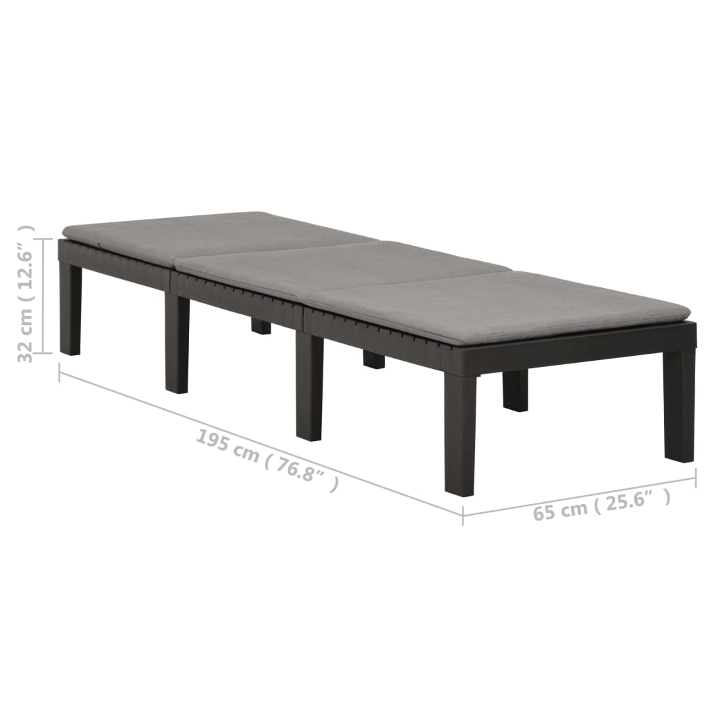 liggestol med hynde plastik antracitgrå