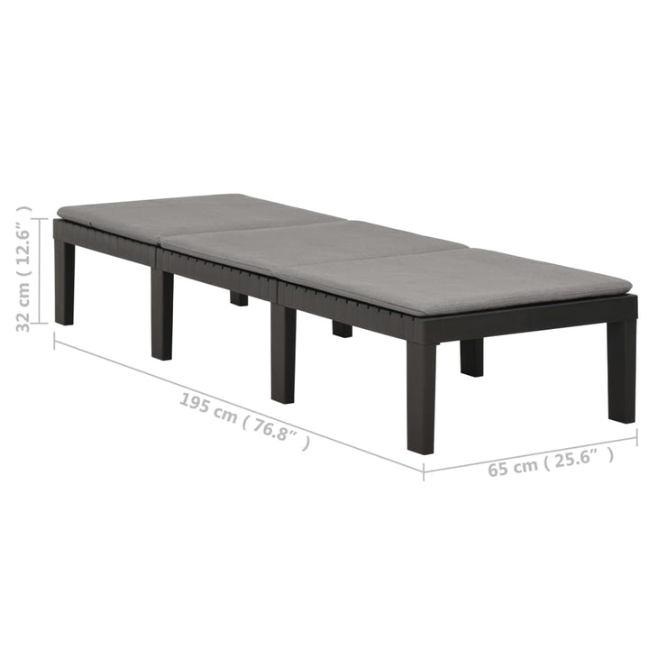 liggestol med hynde plastik antracitgrå