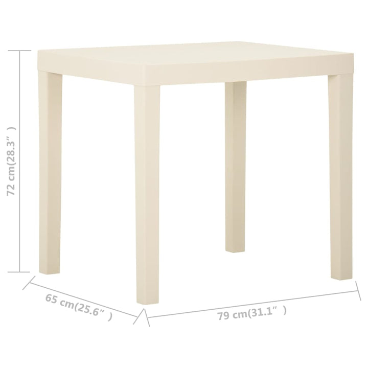 havebord 79x65x72 cm plastik hvid