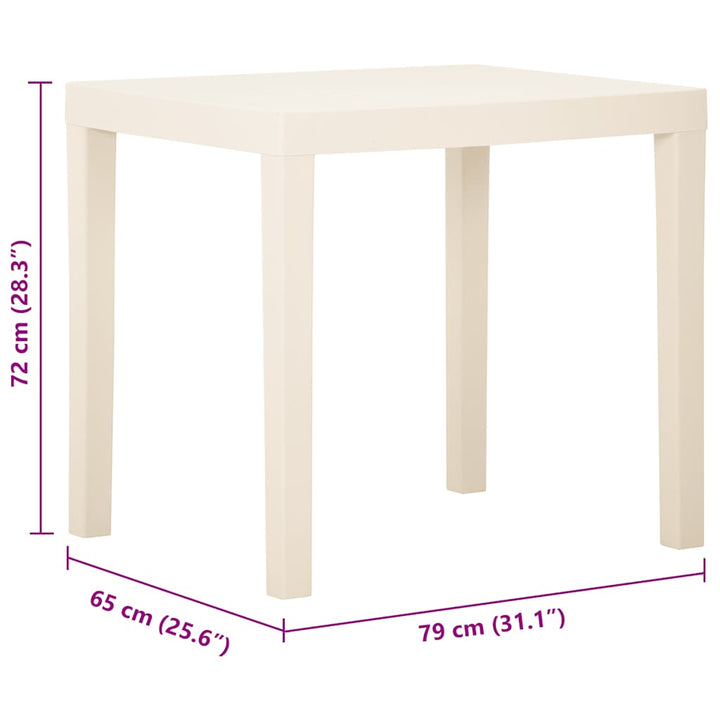 havebord 79x65x72 cm plastik hvid