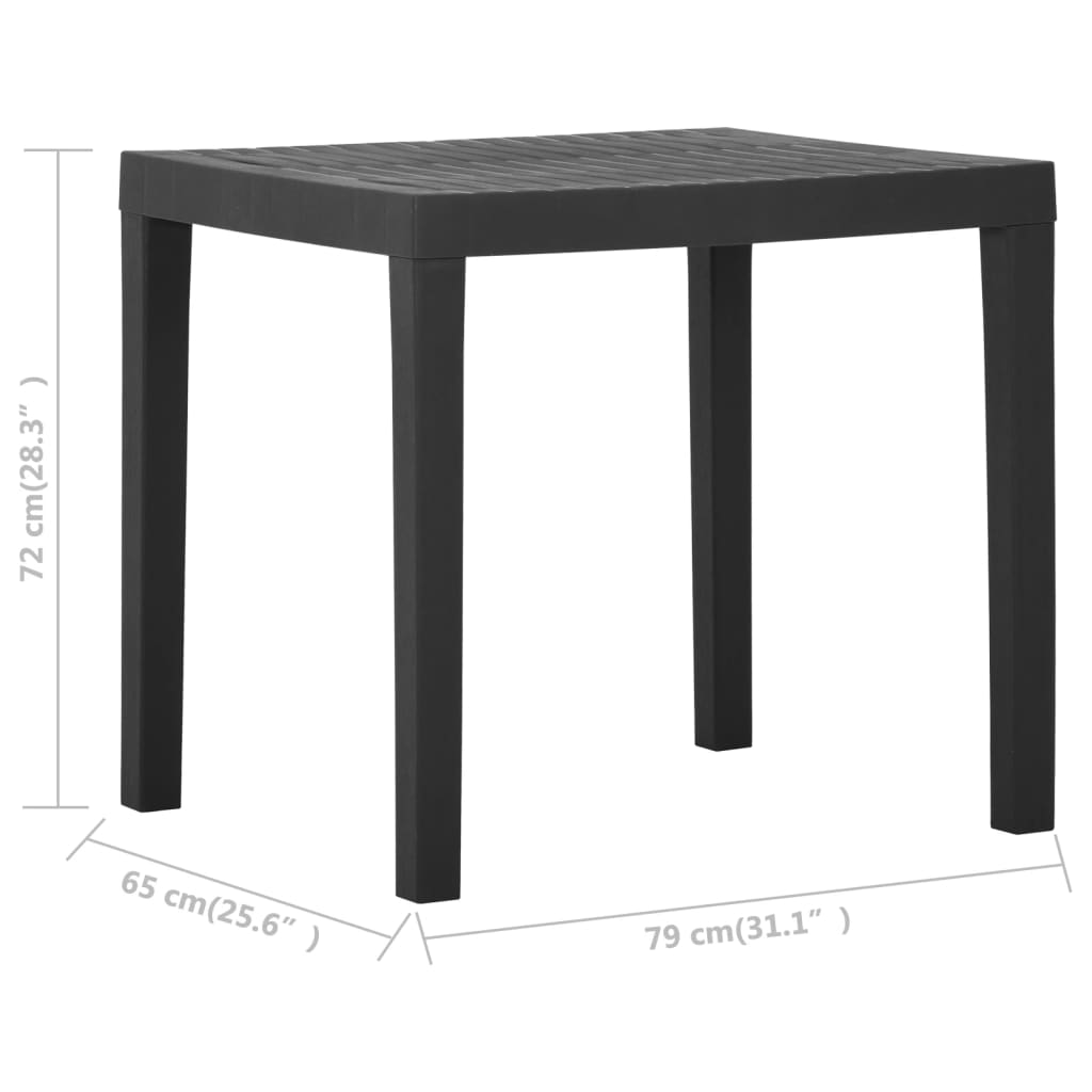 havebord 79x65x72 cm plastik grå