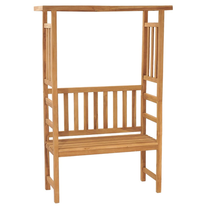 havebænk med pergola 115 cm massivt teaktræ
