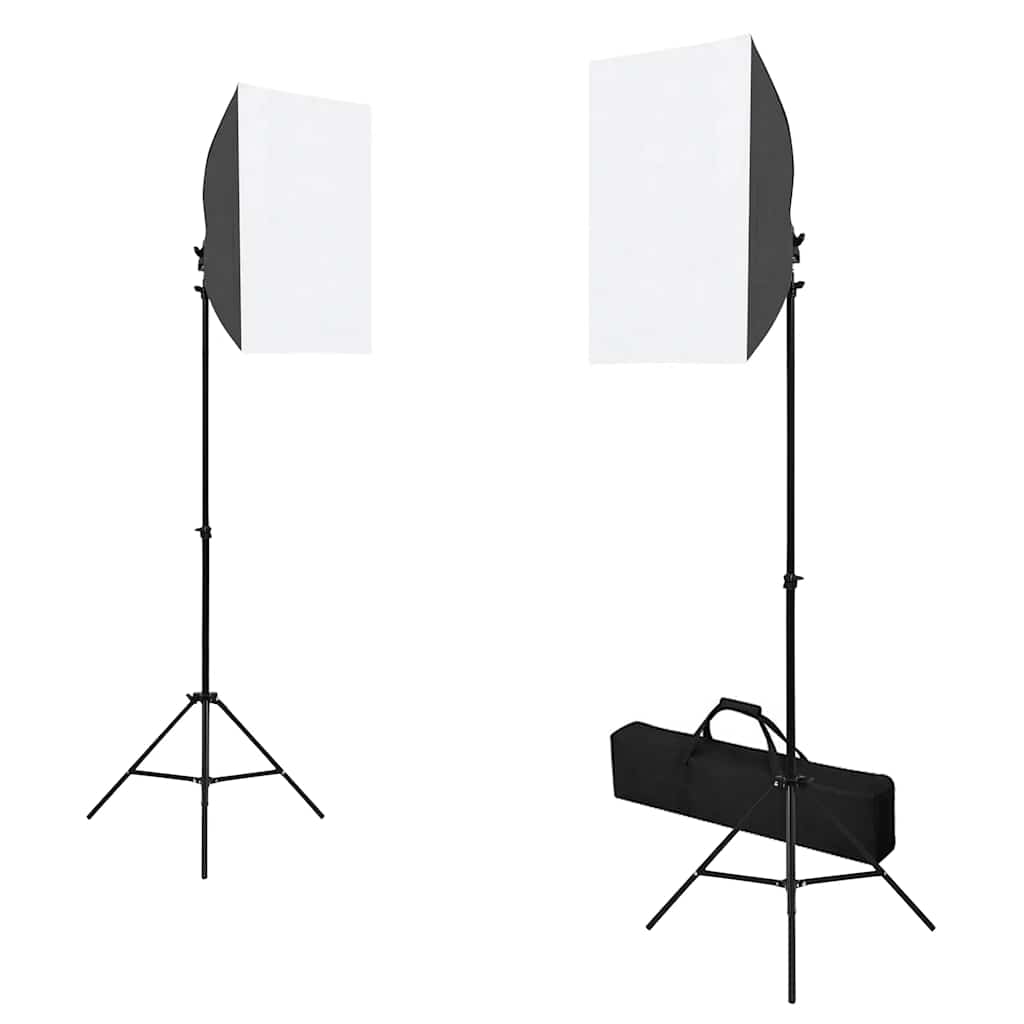 fotostudiesæt med softbox-lamper + baggrund og reflektor