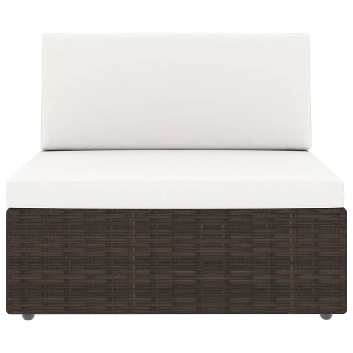 loungesæt til haven med hynder 6 dele polyrattan brun