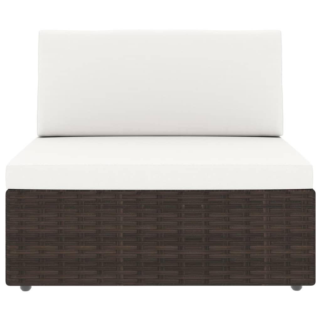 loungesæt til haven med hynder 6 dele polyrattan brun