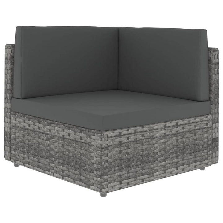 loungesæt til haven 5 dele med hynder polyrattan grå