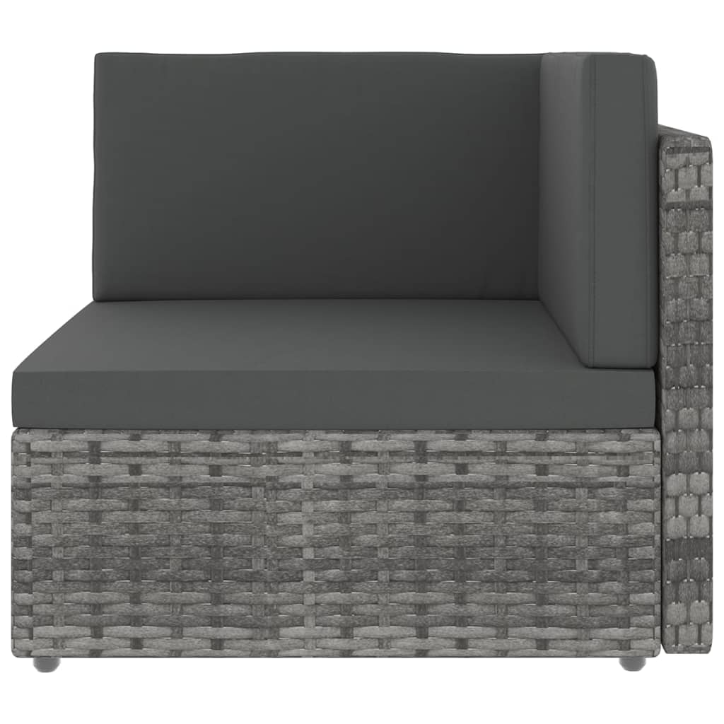 loungesæt til haven 5 dele med hynder polyrattan grå