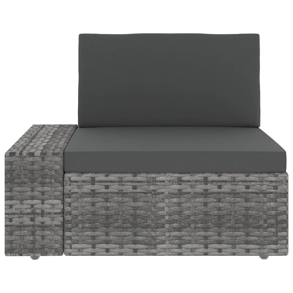 loungesæt til haven 5 dele med hynder polyrattan grå