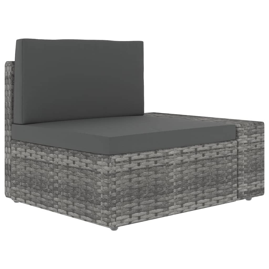 loungesæt til haven 8 dele med hynder polyrattan grå