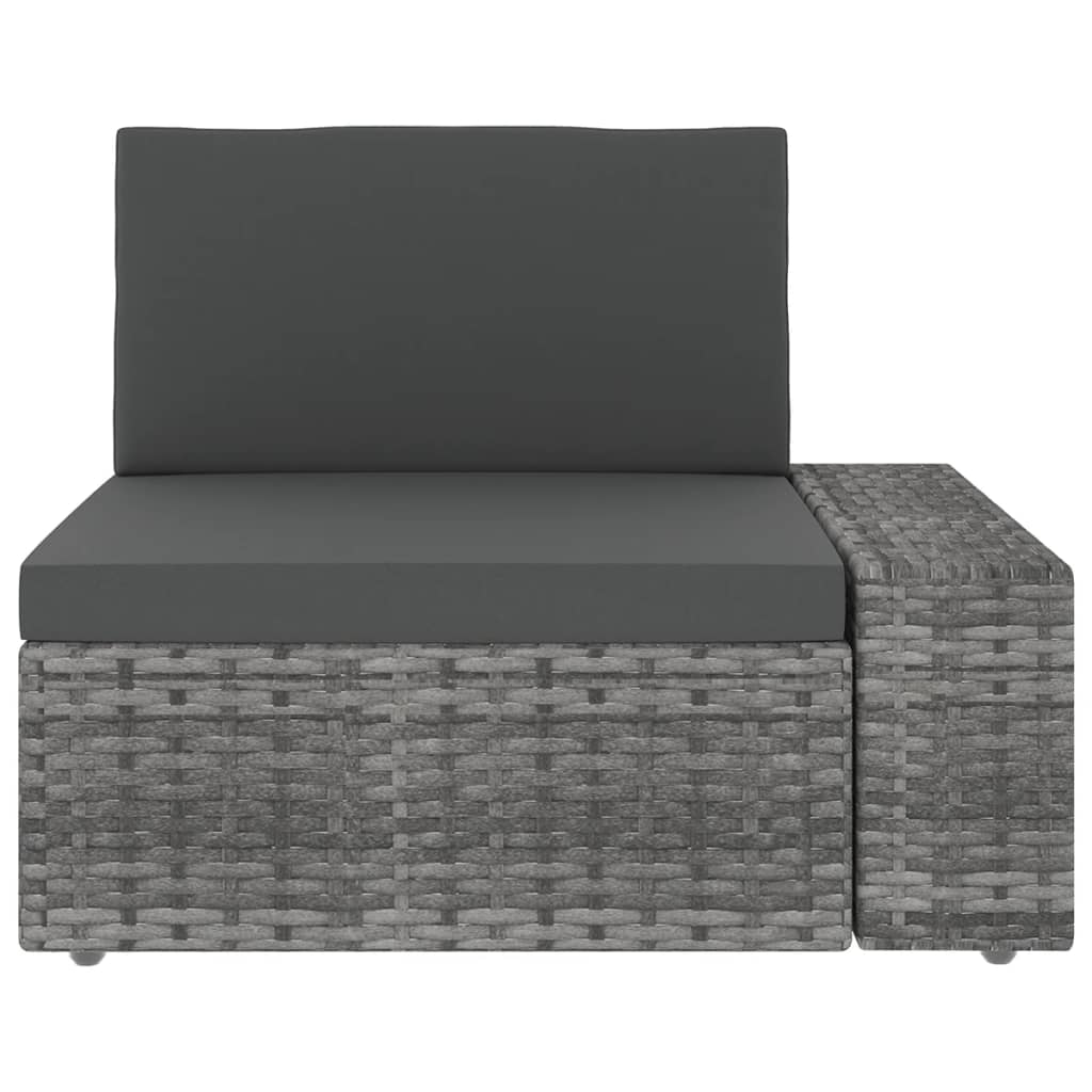 loungesæt til haven 8 dele med hynder polyrattan grå