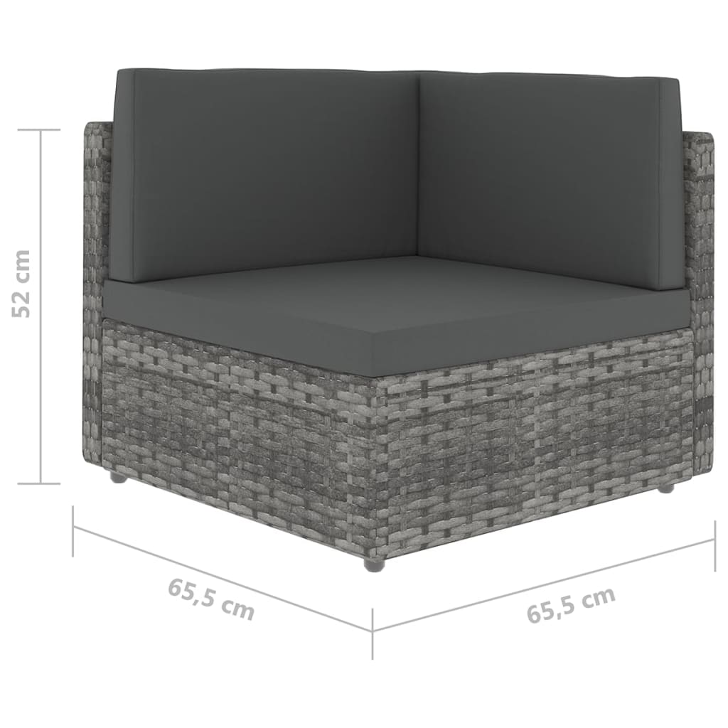 loungesæt til haven 9 dele med hynder polyrattan grå