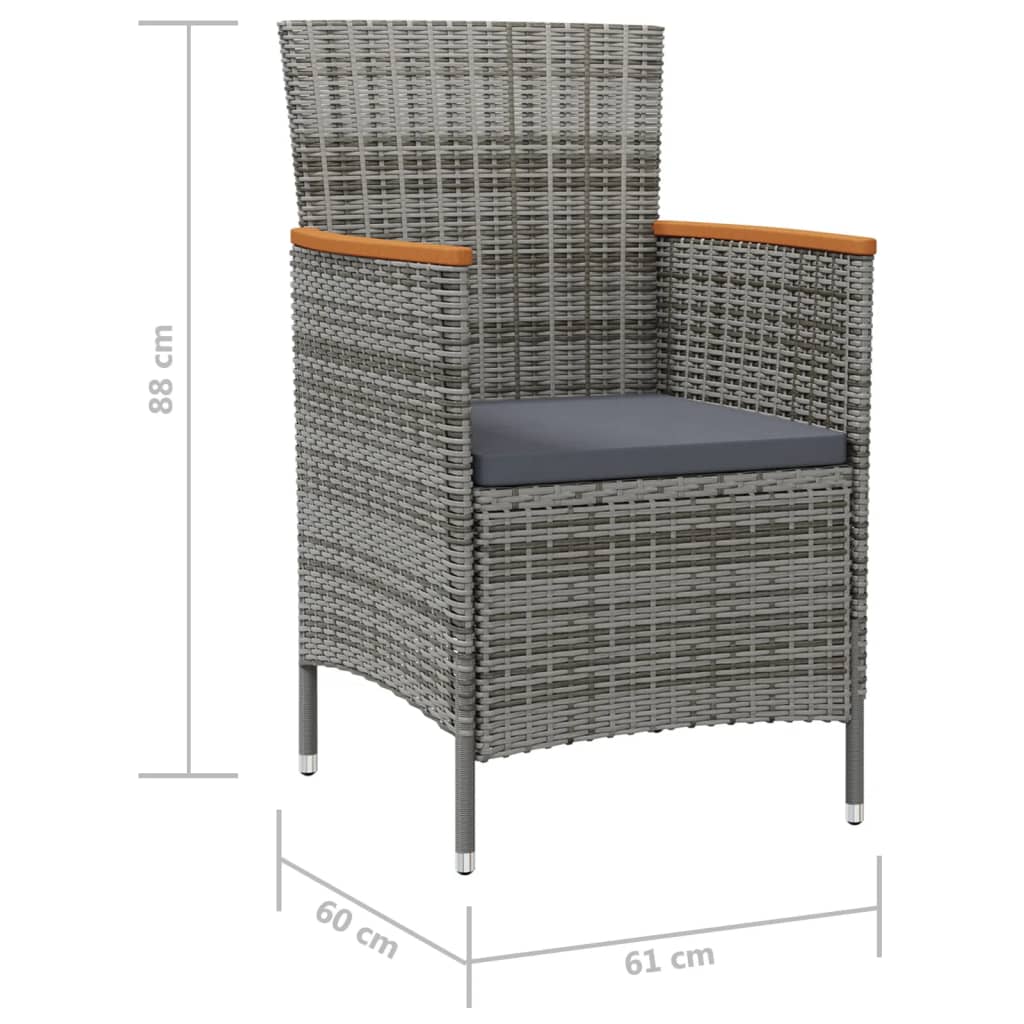 havestole 2 stk. polyrattan grå