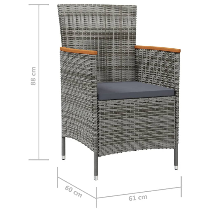 havestole 2 stk. polyrattan grå