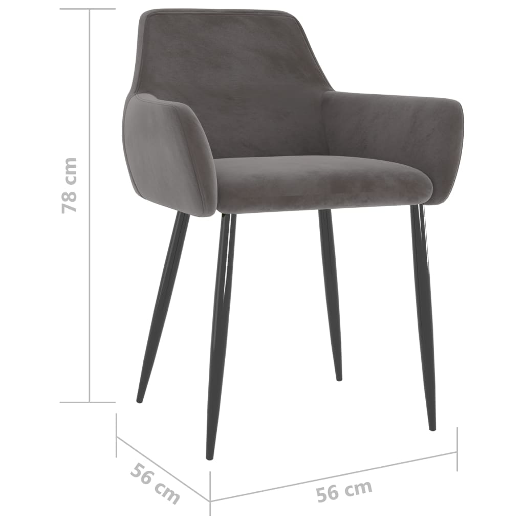 spisebordsstole 6 stk. velour mørkegrå