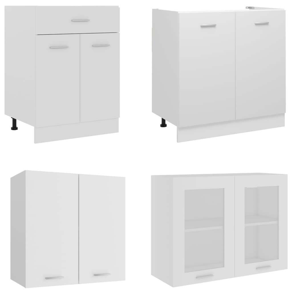 4-delt køkkenskabssæt "Lyon" hvidt konstrueret træ